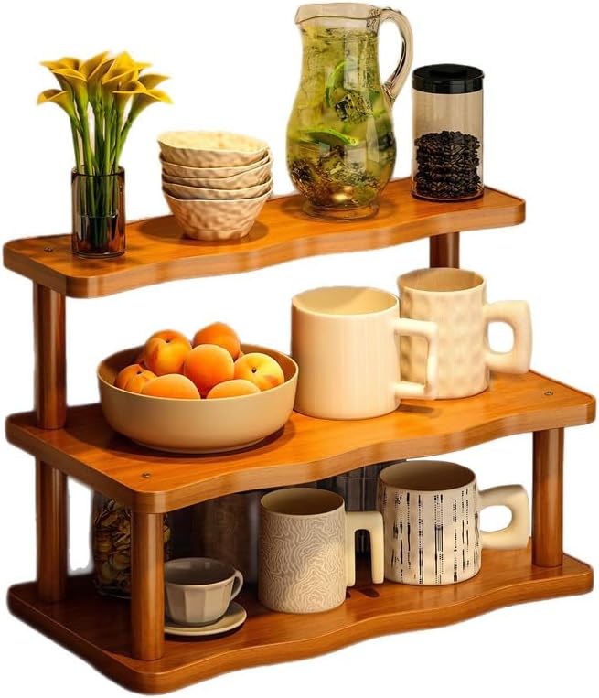 Wooden Mug Holder Countertop, Coffee Station Organizer, Counter Shelf by Unknown