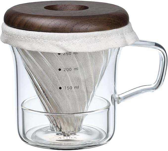 ATHIA Glass Pour Over Coffee Dripper Set, Glass Cone Dripper, Reusable Cloth by ATHIA