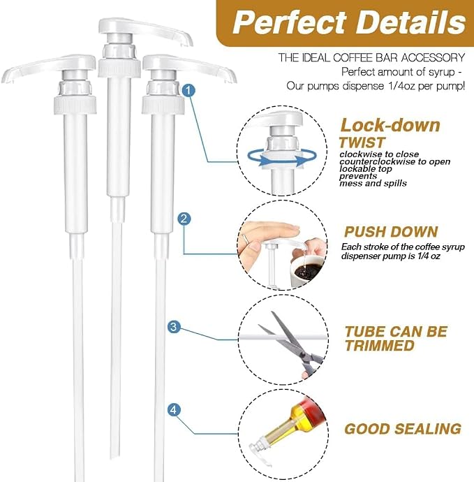 25 Pcs White Syrup Pump Dispenser, Compatible - Image 4