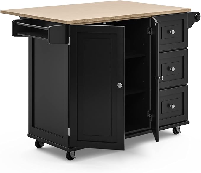 Homestyles Dolly Madison Black Mobile Kitchen Island Cart - Image 5