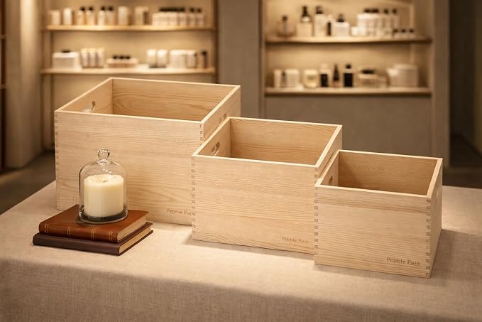Set of 3 Large Wood Storage Crates, Fully Assembled, Seamless Dovetail - Image 5