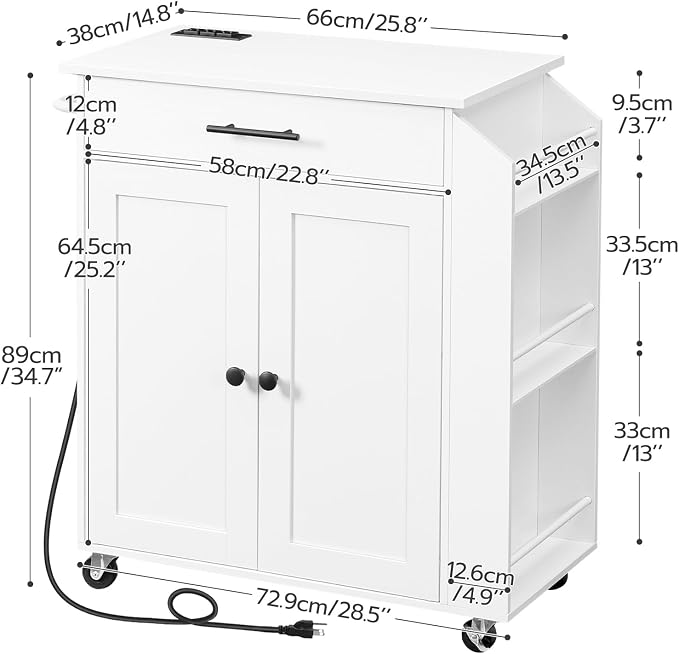 HOOBRO Kitchen Island with Power Outlet, Kitchen Storage Island with Spice Rack - Image 5