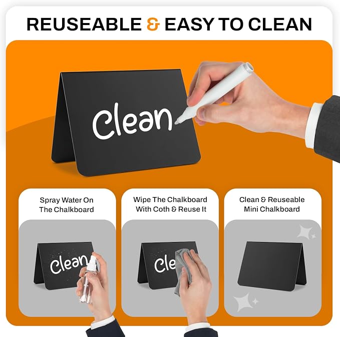 20 Pack Mini Chalkboard Signs for Food, 4”x3” Small Reusable Chalk Board Signs - Image 3