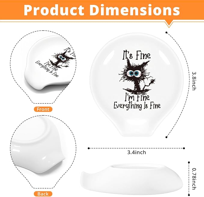 Cute Cat Spoon Rest, I'm Fine Funny Coffee Spoon Holder - Image 2