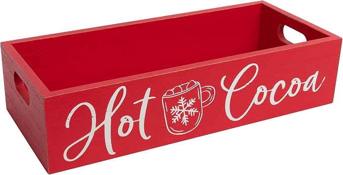 HPC DECOR Hot Cocoa Bar Wood Coffee Storage Box- Hot Cocoa Decorative Christmas by HPCDECOR