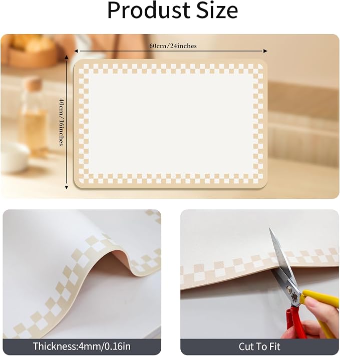2PCS Coffee Bar Mat for Countertop Super Absorbent Hide Stain Cuttable Dish - Image 3