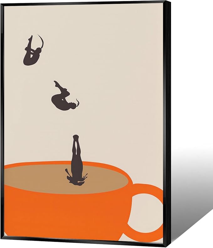 Coffee Poster Retro Coffee Diver Canvas Wall Cafe Art Wall Modern Preppy Art by Unknown