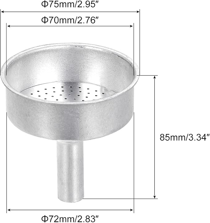 MECCANIXITY Aluminium Funnel Filter Replacement 75x72x85mm Silver - Image 2
