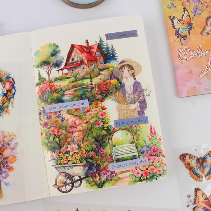30 Sheets Precut Colorful Garden Landscape Stickers Book - Image 4