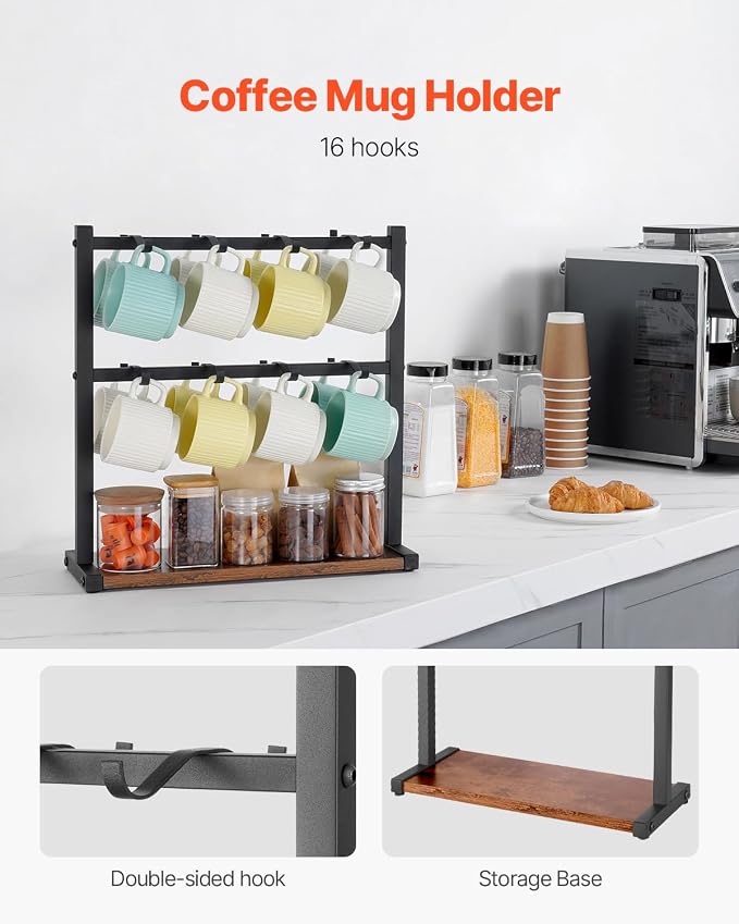 VEVOR Coffee Mug Holder for Countertop, 16 Hooks Coffee Cup Holder - Image 2
