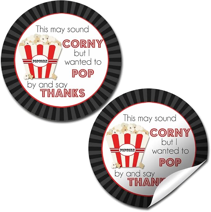 Corny Pop By Say Thanks Popcorn Appreciation & Encouragement Sticker Labels by AmandaCreation