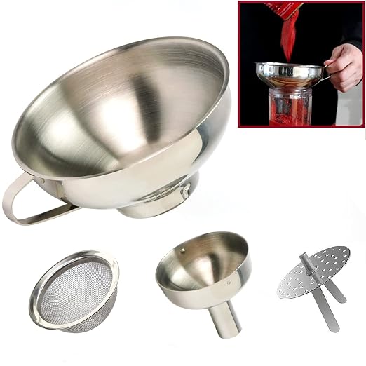 KEISSCO Stainless Steel 4-Piece Funnel and Strainer Set by KEISSCO