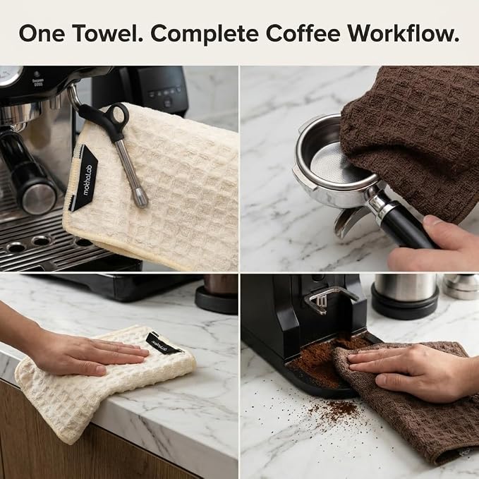 2-Pack Barista Towels for Espresso Machine – Waffle Weave 100% Cotton Cleaning - Image 4