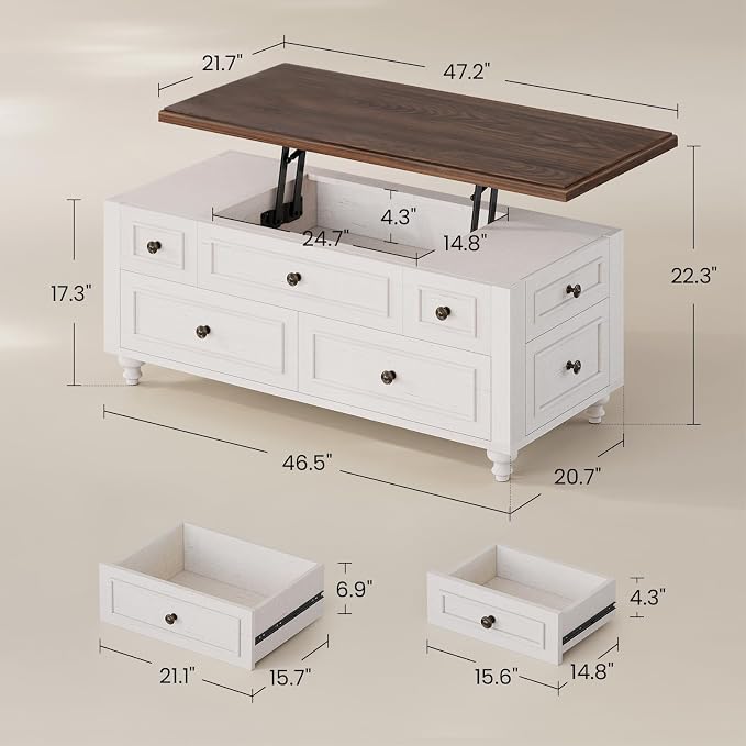 47.2" Lift Top Coffee Table - Image 2
