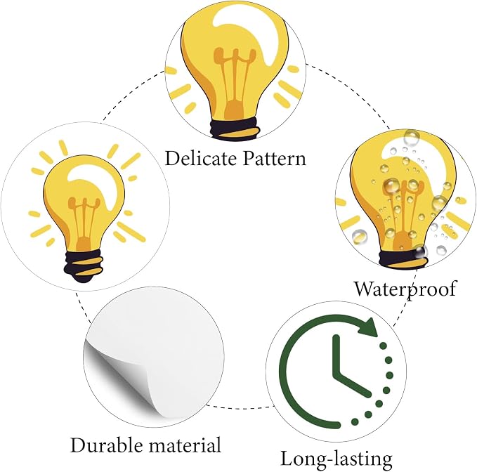 CREATCABIN 128Pcs Light Bulb Stickers Plastic Decal Self-Adhesive Waterproof - Image 3
