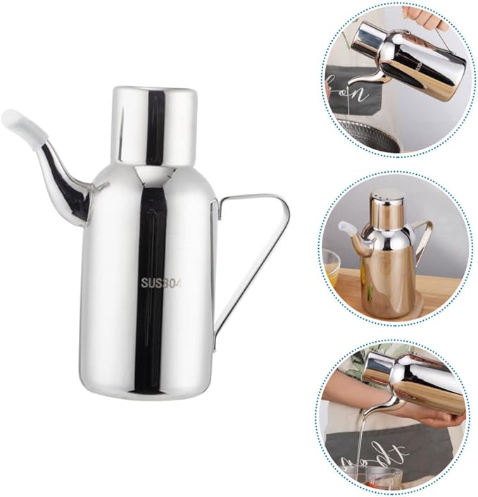 Garneck 1pc Stainless Steel Oil Dispenser Pot Practical Kitchen Oil Bottle - Image 5