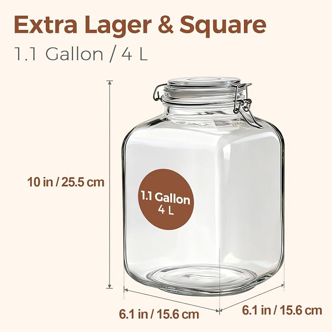 ComSaf 1.1 Gallon Square Glass Jars 2-Pack - Image 2