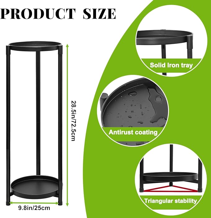 2 Tier Plant Stand Indoor Tall, Metal Flower Pot Stands Outdoor Holders Plant - Image 2