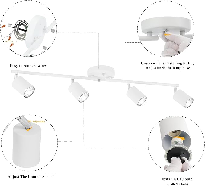 BoostArea LED 4 Light Track Lighting Kit, Flexibly Rotatable Light Head - Image 6
