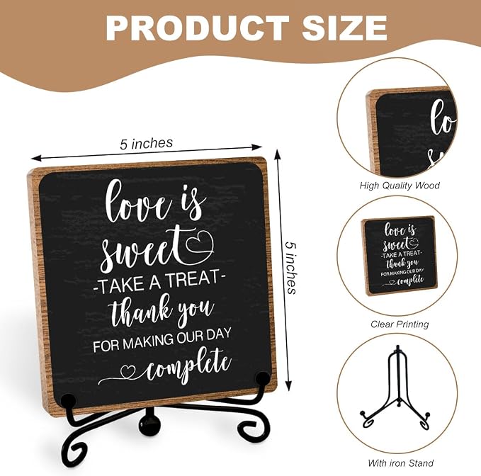 Funny Wedding Decor, Love Is Sweet Enjoy A Treat Sign Plaque, Lovely Gifts - Image 2