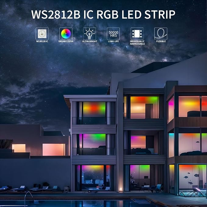 WS2812B IC RGB 5050SMD ECO Individual Addressable LED Strip Light, 16.4FT - Image 4