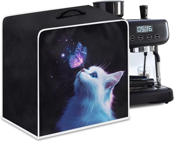 White Cat Butterfly Coffee Machine Covers Anti Dust Covers by Kathyboom
