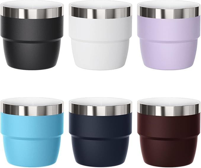 4 oz Small Espresso Cup, Ceramic-Lined 18/8 Stainless Steel, Double-Wall Vacuum by Cafezi
