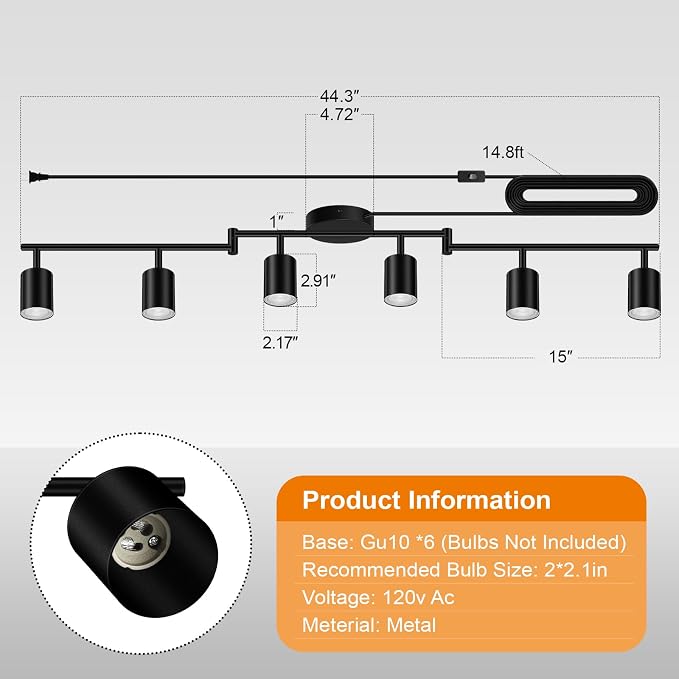 Plug in Track Lighting LED, Track Lighting Fixtures Ceiling, Plug in Wall Light - Image 5