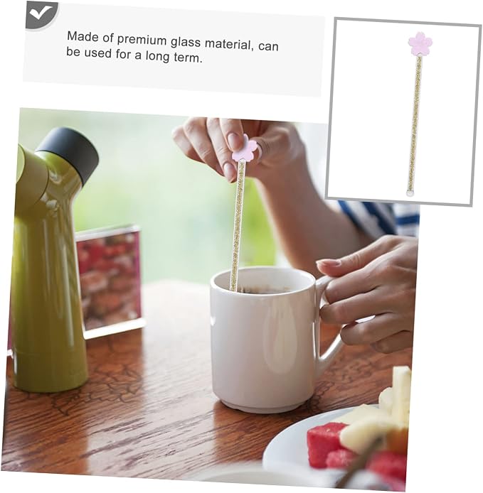 Flower Design Glass Stirring Rod Elegant Cocktail Mixer - Image 3