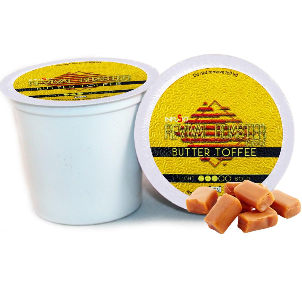 InfuSio Butter Toffee Coffee Pods, Single Serve Coffee Pods for Keurig K Cups Brewers - Premium Roasted 96 Count