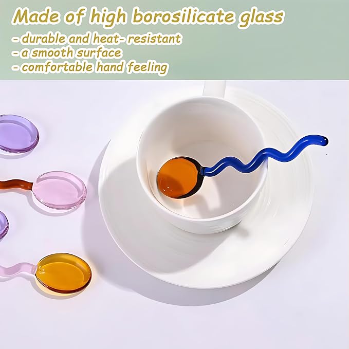 Glass Spoons Clear Coffee Stirring Spoon Milk Cocktail Drinks Espresso Mixing - Image 4