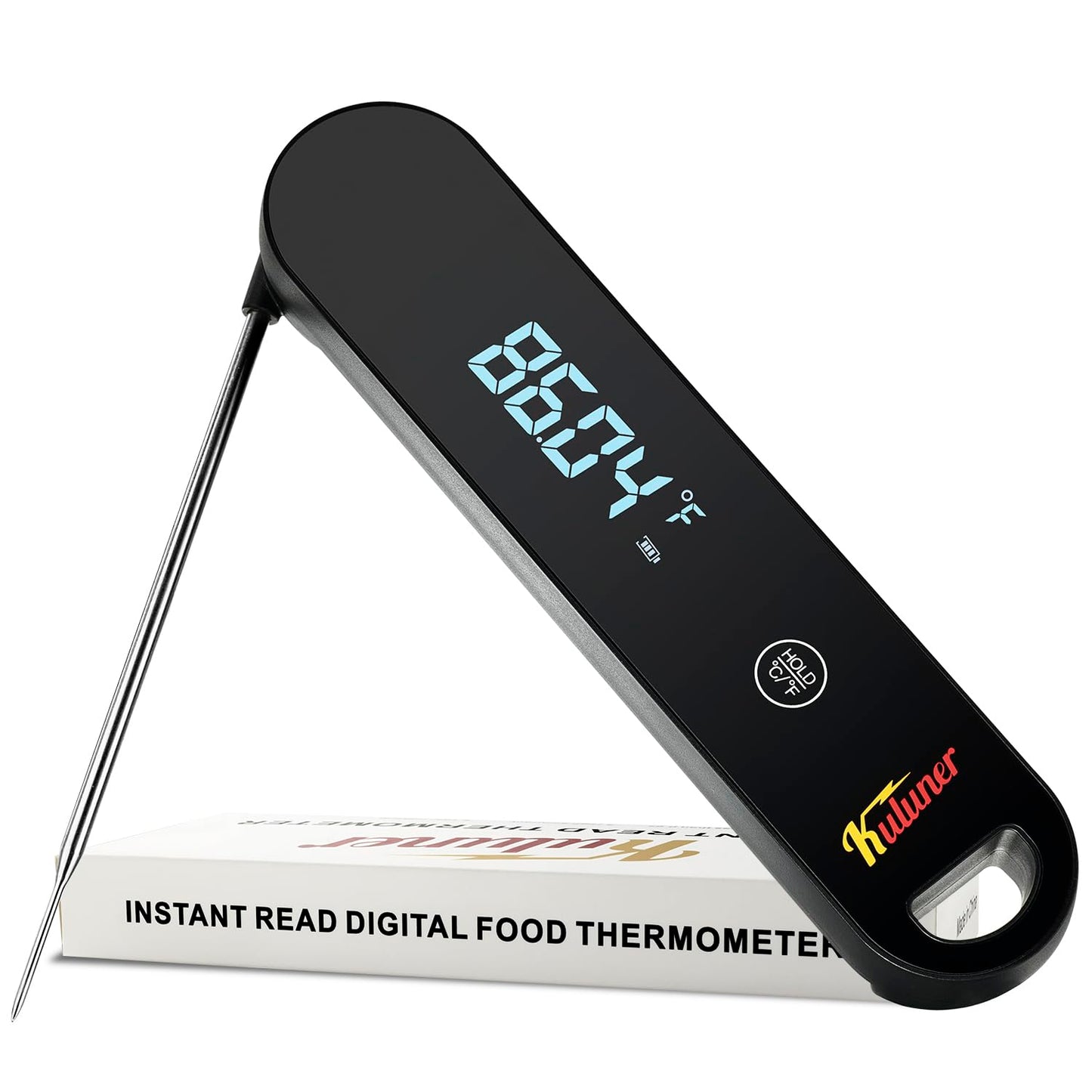 The Latest Thermocouple Instant Reading Meat Thermometer Digital,Faster Less Than 0.6 Second Response,IP67 Waterproof Thermometer Suitable for Grilling, Cooking,BBQ Gifts for Men (Black)