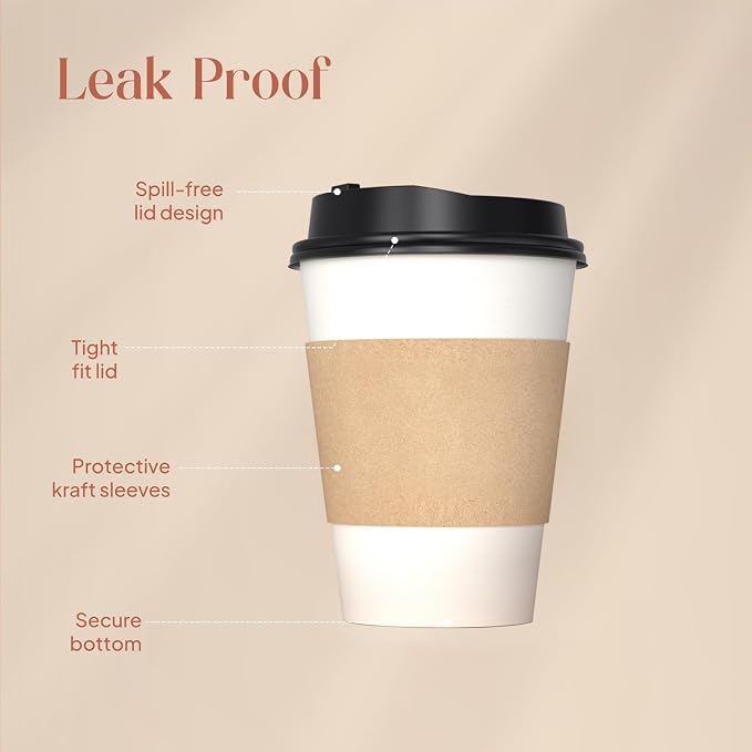 50 Pack 12 oz Compostable Coffee Cups - Image 3