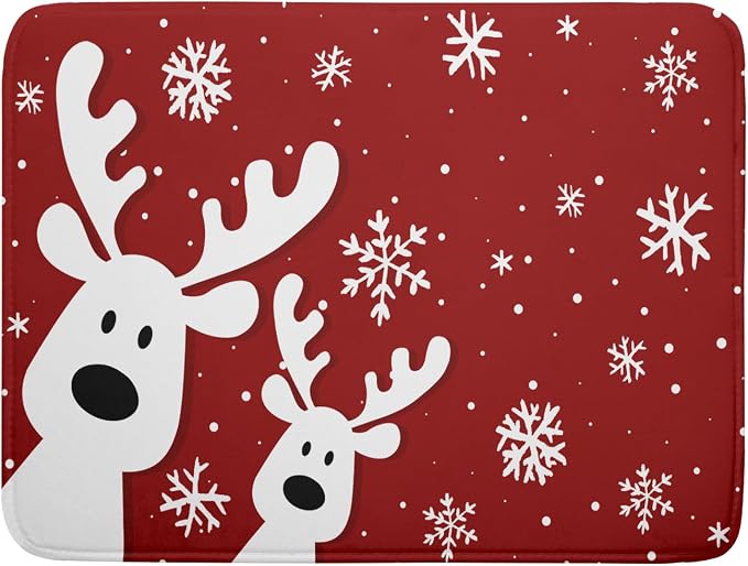 Christmas Reindeer Dish Drying Mats 18x24 by Kawani