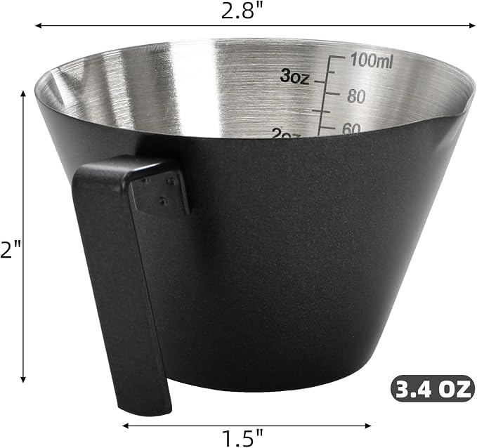 4 Pack Stainless Steel Espresso Measuring Cup, 3.4OZ/100ML Double Spout - Image 2