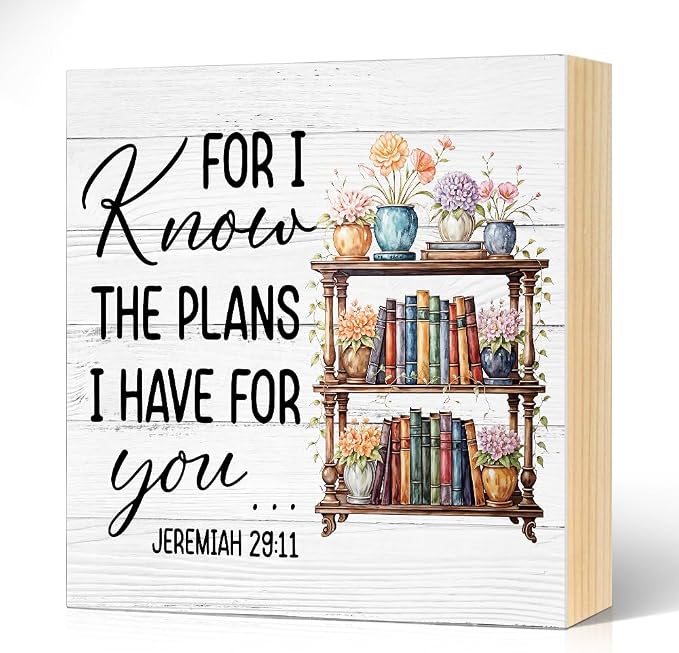 For I Know The Plans I Have for You Wood Block Plaque Box Sign for Home Living by Unknown