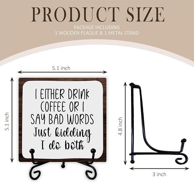 Coffee Bar Sign, 5x5 Inch Wooden Plaque - Image 2