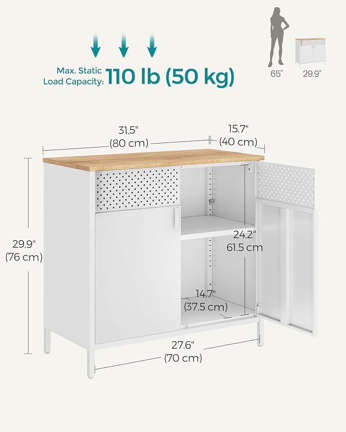 SONGMICS Storage Cabinet, Metal Cabinet, Sideboard - Image 3