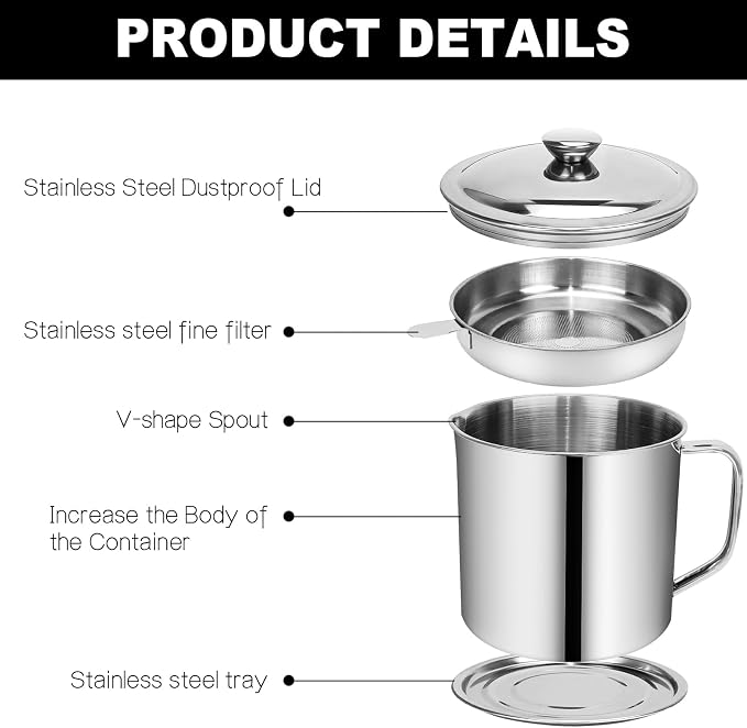 Bacon Grease Container, Kitchen Oil Container Can - Image 3