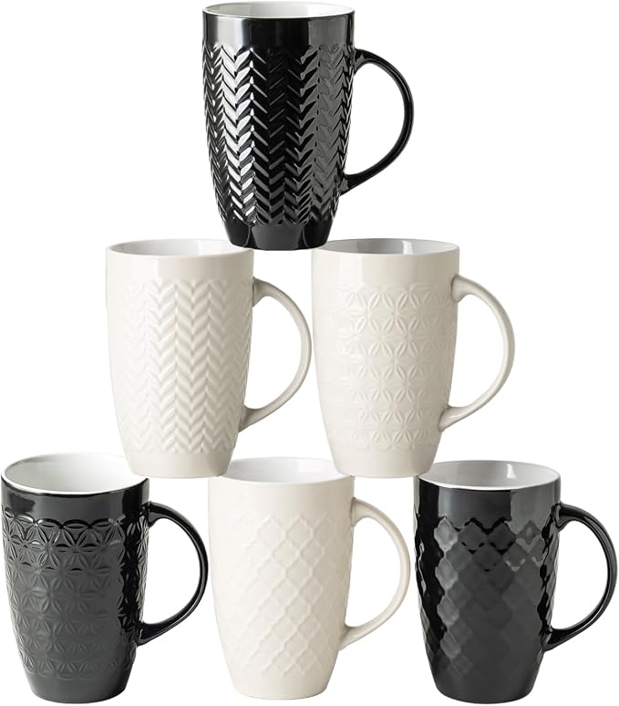 AmorArc Large Coffee Mugs Set of 6, 20oz Ceramic Tall Coffee Mugs Set by AmorArc