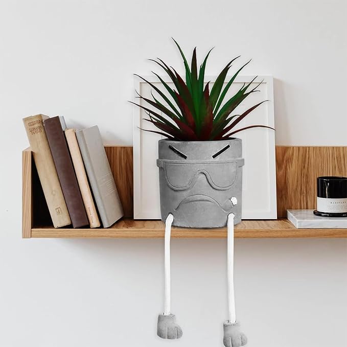 Zerzsy Artificial Succulents Plants in Cement Pots - Image 3
