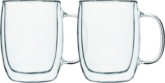 Safdie & Co. 2 PCS Set Insulated, Cappuccino Cups, Glass Coffee Mug, Transparent - Image 4