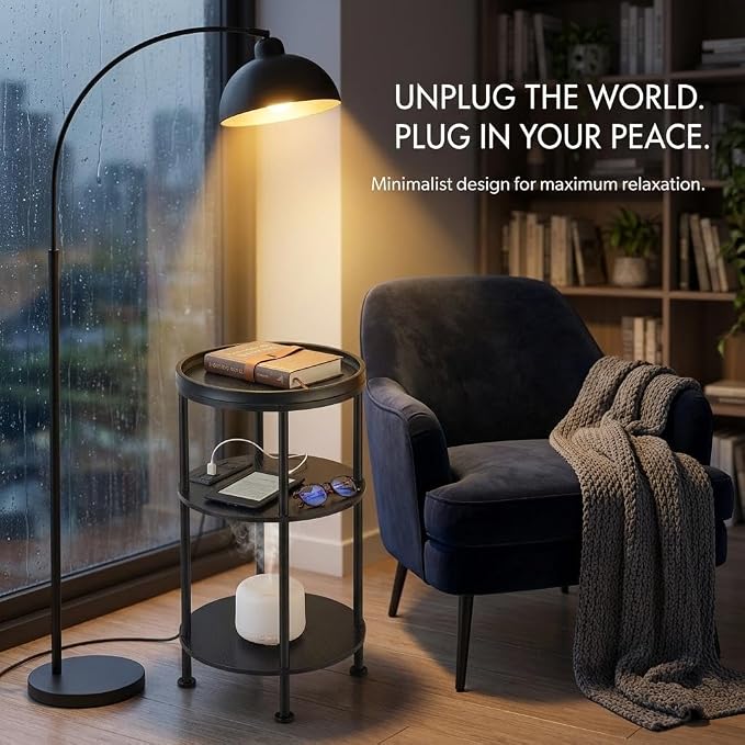 Small Round Side Table with Charging Station - Image 4