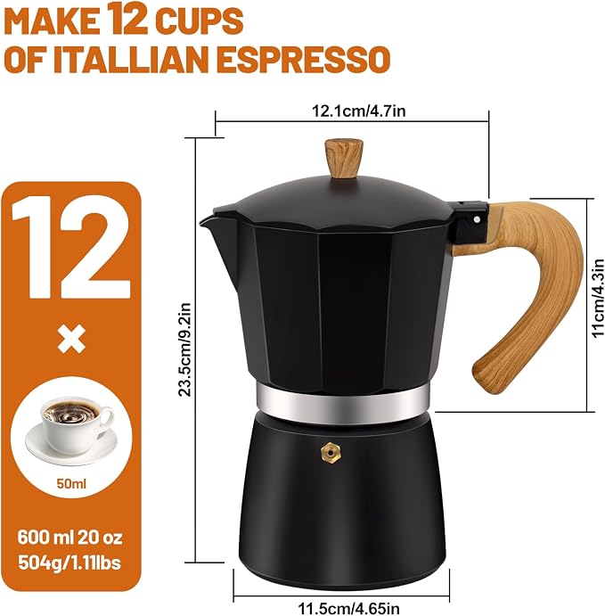 12 Cup Aluminum Espresso Stovetop Moka Pot Express Coffee Maker Percolator - Image 2
