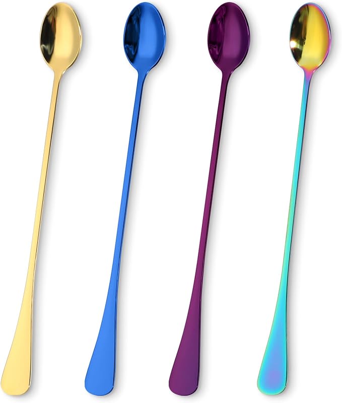 Dimeho Long Handle Spoon 9.5-Inch Long Handle Ice Tea Spoons 4PCS Stainless by Dimeho