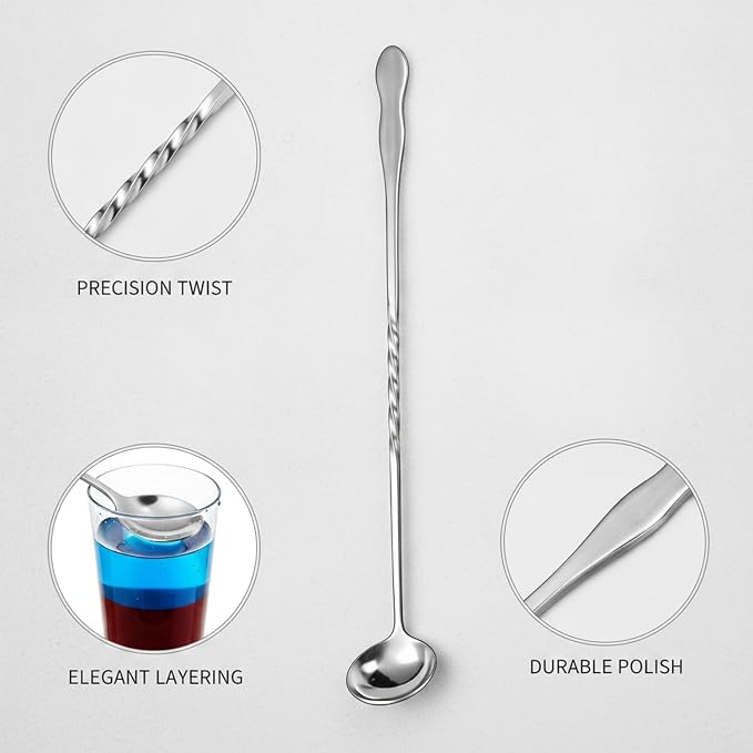 Stainless Steel Bar Spoon with Twisted Handle - Image 6