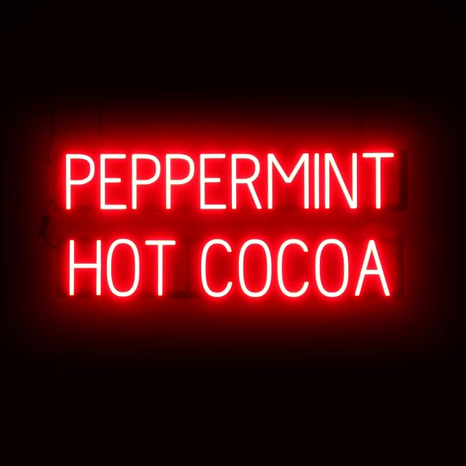 SpellBrite PEPPERMINT HOT COCOA Sign | Coffee Drink-Related Sign by SpellBrite
