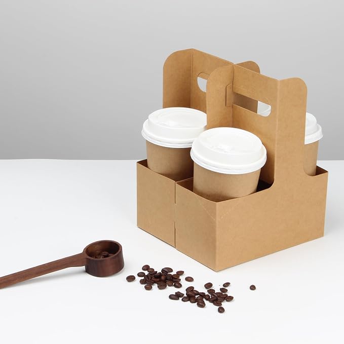2-Cup 50 Pack Drink Carrier Handle 12-30 OZ Handled Drink Carriers | Kraft - Image 2