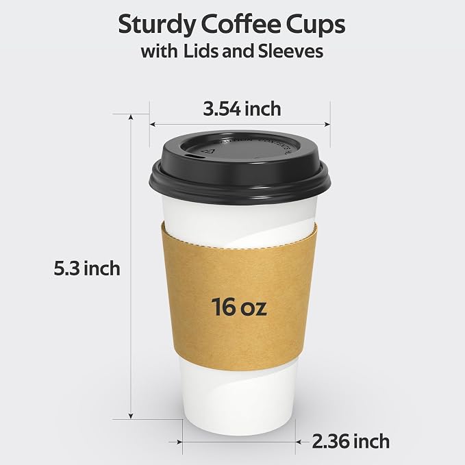 Dealusy 100 Pack 16 oz Disposable Coffee Cups - Image 2