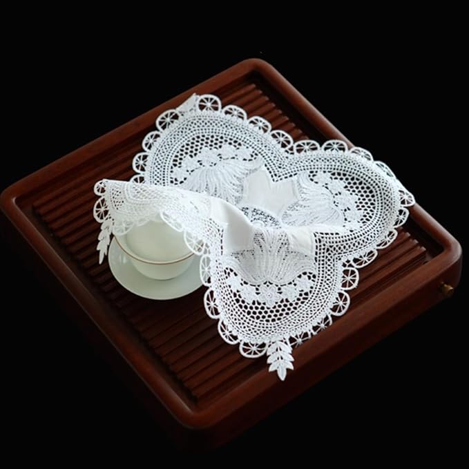 Small Square Lace Cover Cloth Macrame Lace Table Doilies Cutwork Embroidery - Image 7